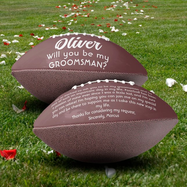 Will you be my Groomsman Custom Name and Text American Football (Creator Uploaded)