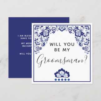 Will You Be My Groomsman? Delfts Blauw Delft Blue Invitation