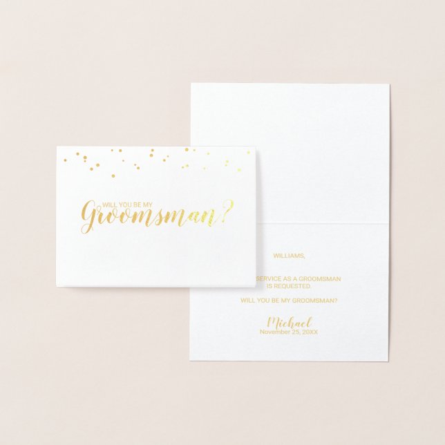 Will You Be My Groomsman? Elegant Gold Foil Card (Display)