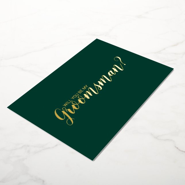Will You Be My Groomsman? Emerald and Gold (Rotated)