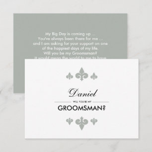 Will you be my Groomsman? Fleur-de-lis Grey White Invitation