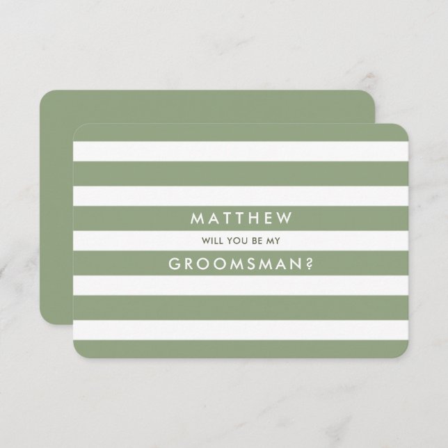 Will you be my Groomsman? Green Stripe Pattern Invitation (Front/Back)