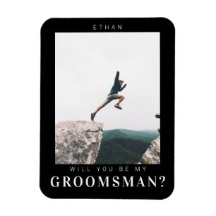 Will you be my Groomsman Minima Photo Modern Dark Magnet