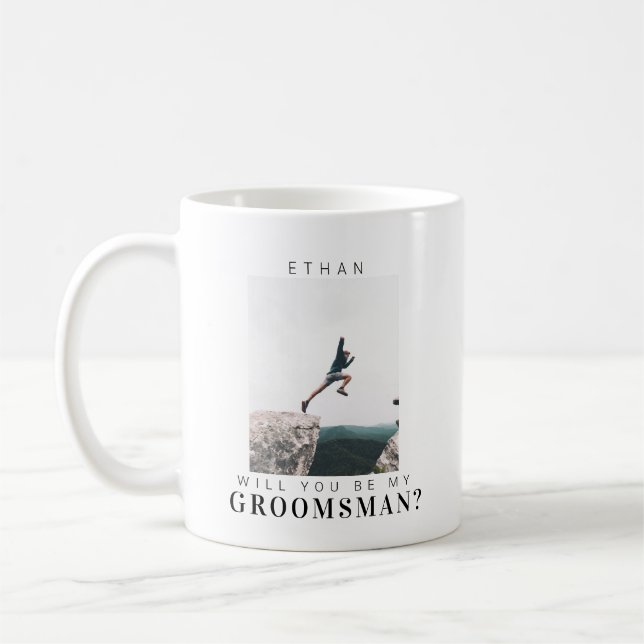 Will you be my Groomsman Minimalist Photo Modern  Coffee Mug (Left)