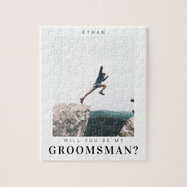 Will you be my Groomsman Minimalist Photo Modern  Jigsaw Puzzle (Vertical)