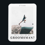 Will you be my Groomsman Minimalist Photo Modern Magnet<br><div class="desc">Modern, simple, minimal Groomsman proposal magnetic card with custom photo.</div>