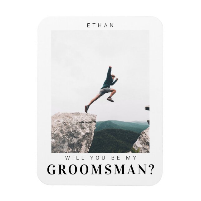 Will you be my Groomsman Minimalist Photo Modern Magnet (Vertical)