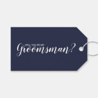 Will You Be My Groomsman? Modern Script Navy Blue
