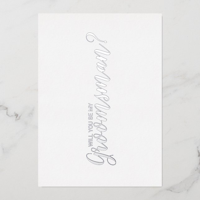 Will You Be My Groomsman? Modern Script Silver (Front)
