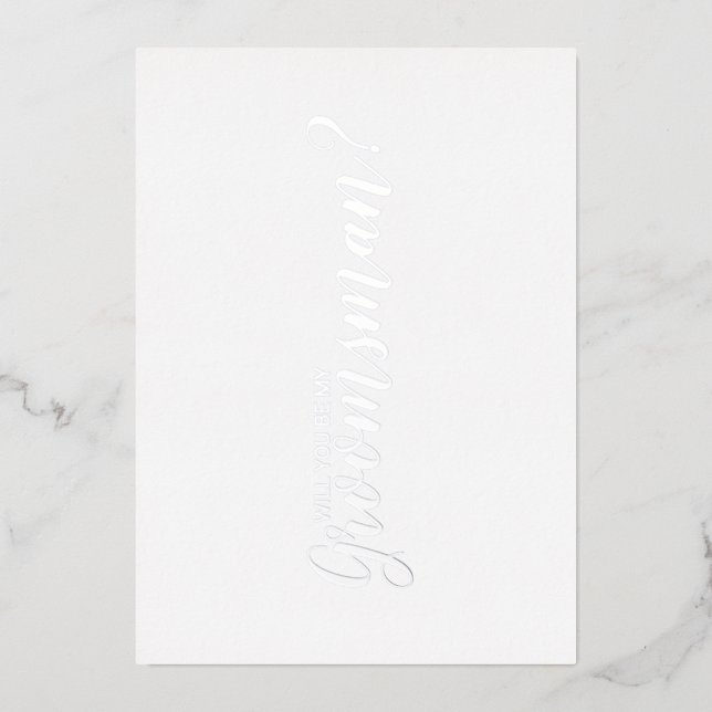 Will You Be My Groomsman? Modern Script Silver (Front)