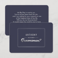 Will you be my Groomsman? Navy Blue Silver Wedding