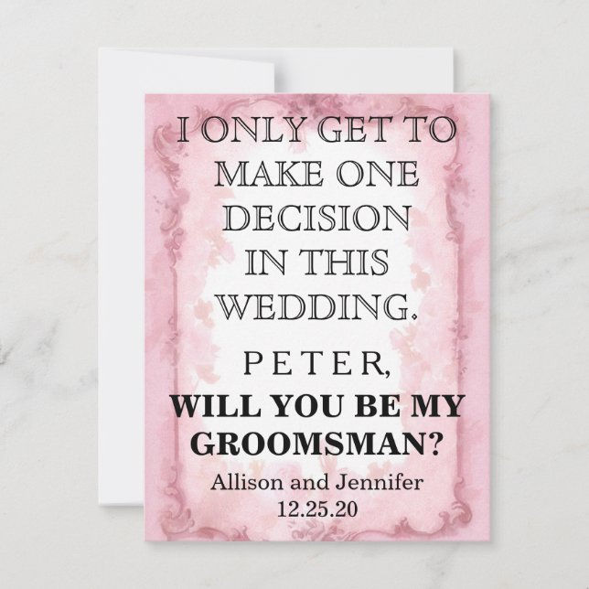 Will you be my Groomsman? Personalised Invitation (Front)