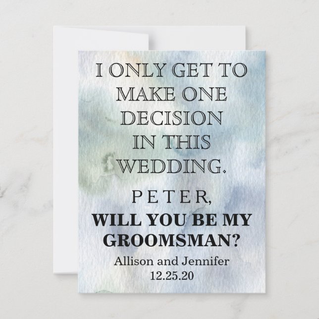 Will you be my Groomsman? Personalised Invitation (Front)
