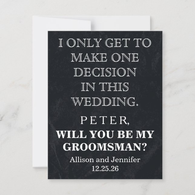 Will you be my Groomsman? Personalised Invitation (Front)