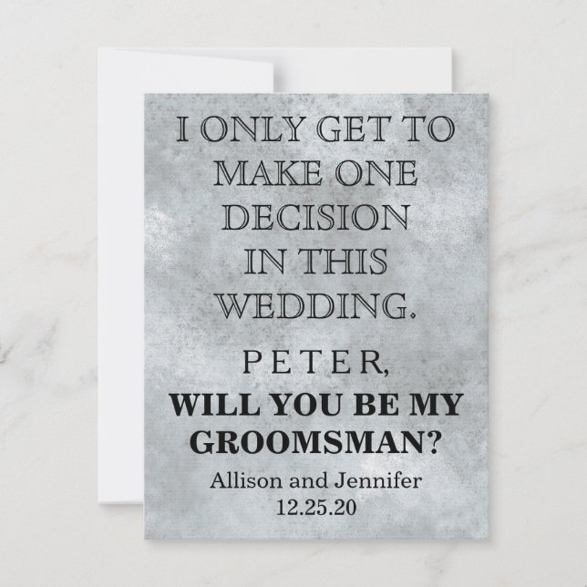 Will you be my Groomsman? Personalised Invitation (Front)