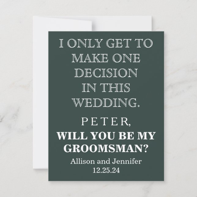 Will you be my Groomsman? Personalised Invitation (Front)