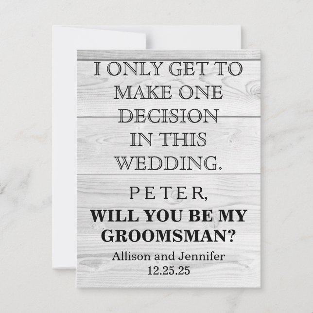 Will you be my Groomsman? Personalised Invitation (Front)