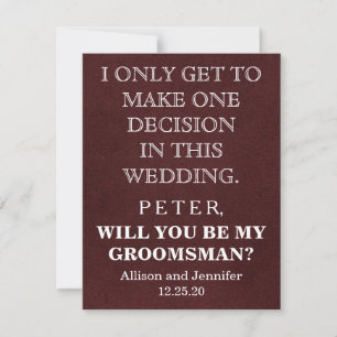 Will you be my Groomsman? Personalised Invitation
