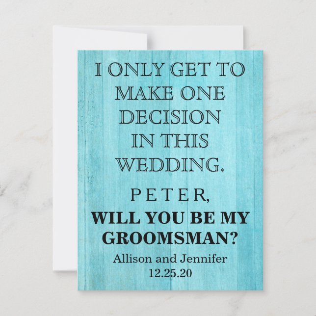 Will you be my Groomsman? Personalised Invitation (Front)