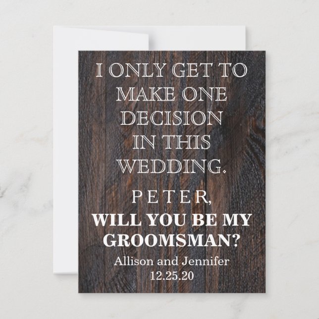 Will you be my Groomsman? Personalised Invitation (Front)