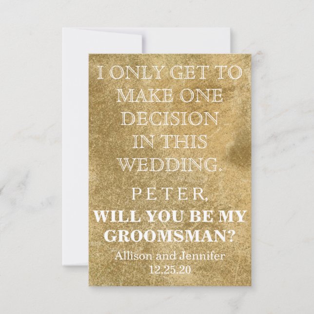 Will you be my Groomsman? Personalised Invitation (Front)