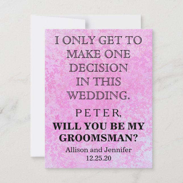 Will you be my Groomsman? Personalised Invitation (Front)