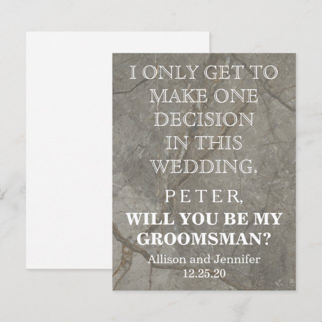 Will you be my Groomsman? Personalised Invitation (Front/Back)
