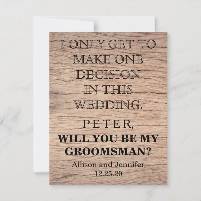 Will you be my Groomsman? Personalised Invitation (Front)