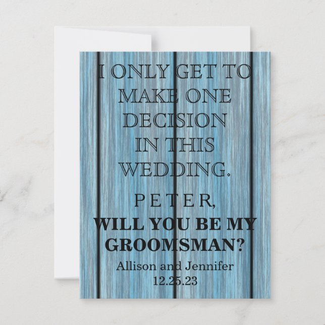 Will you be my Groomsman? Personalised Invitation (Front)