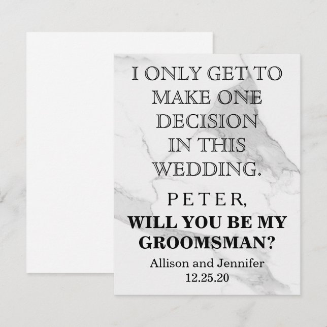 Will you be my Groomsman? Personalised Invitation (Front/Back)