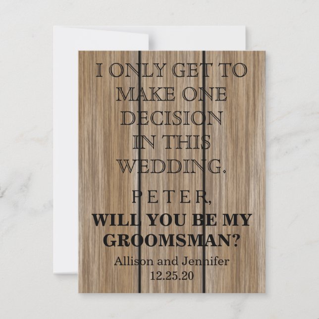 Will you be my Groomsman? Personalised Invitation (Front)