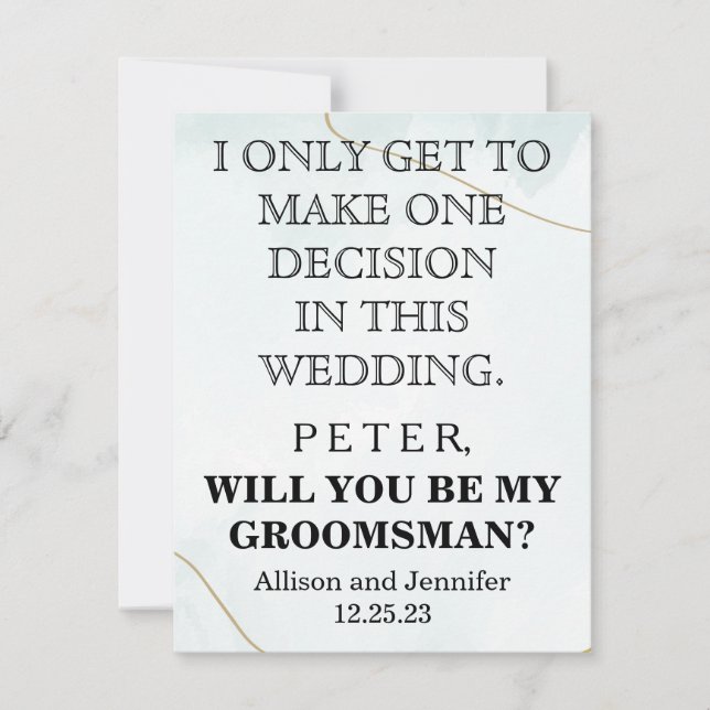 Will you be my Groomsman? Personalised Invitation (Front)