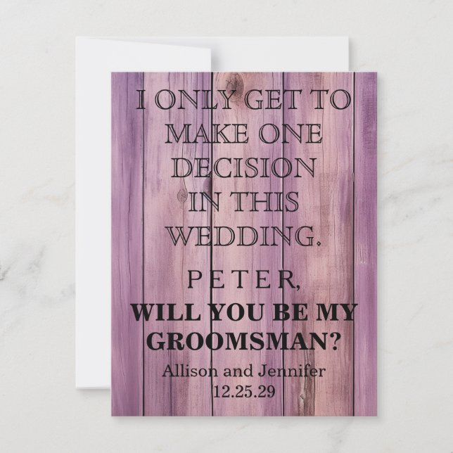 Will you be my Groomsman? Personalized Invitation (Front)