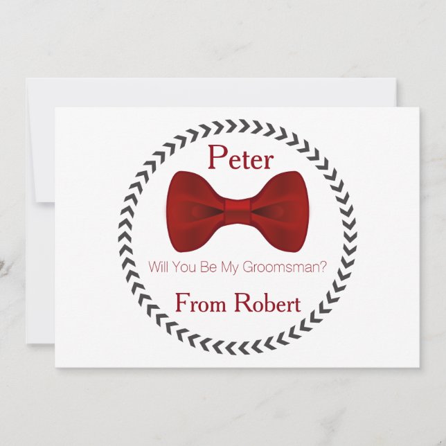 Will you be my groomsman Red Bow Tie Invitation (Front)