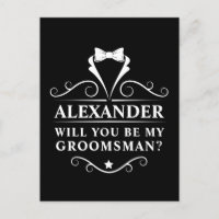 Will You Be My Groomsman Tuxedo Tie Black