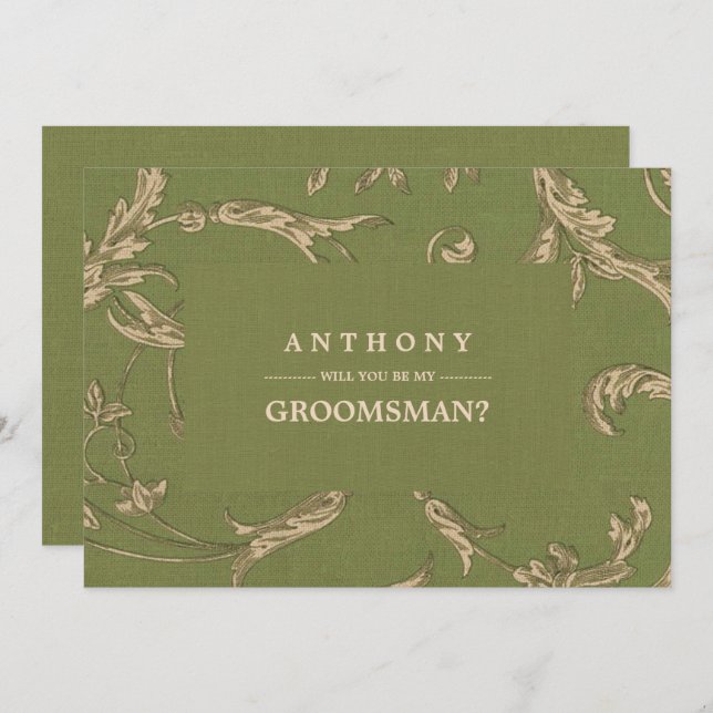 Will you be my Groomsman? Vintage Pattern Invitation (Front/Back)