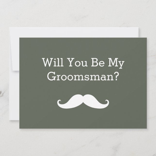 Will You Be My Groomsman White Moustache Invitatio Invitation (Front)