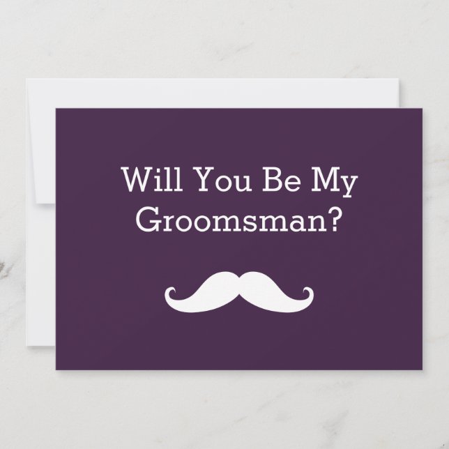 Will You Be My Groomsman White Moustache Invitatio Invitation (Front)