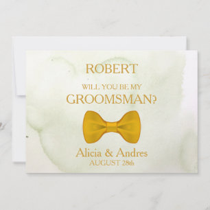 Will you be my Groomsman? with Gold Bow Invitation