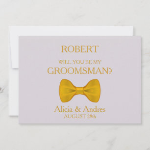 Will you be my Groomsman? with Gold Bow Invitation