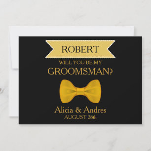 Will you be my Groomsman? with Gold Bow Invitation