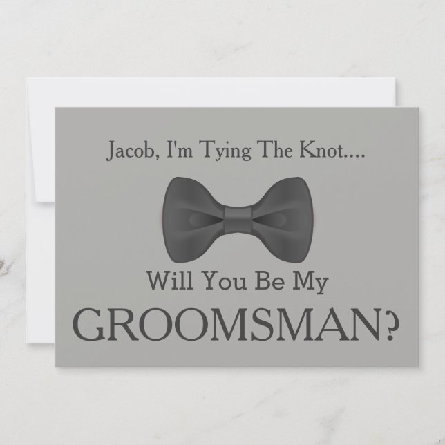 Will You Be my Groomsman with Grey Bow Invitation (Front)