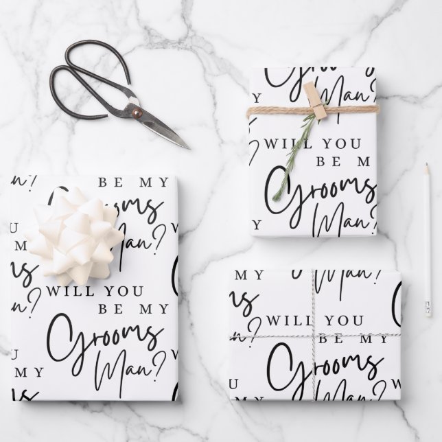 Will You Be My Groomsman Wrapping Sheets  (Front)