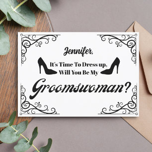 will you be my groomswoman retro script proposal  invitation