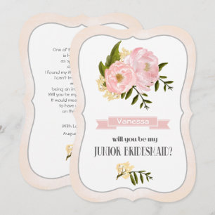 Will you be my Jr. Bridesmaid? Blush Pink Peonies Invitation