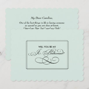 Will you be my Jr. Bridesmaid? Mint Minimalist Invitation