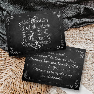 Will You Be My Jr. Bridesmaid? Ornate Chalkboard Invitation