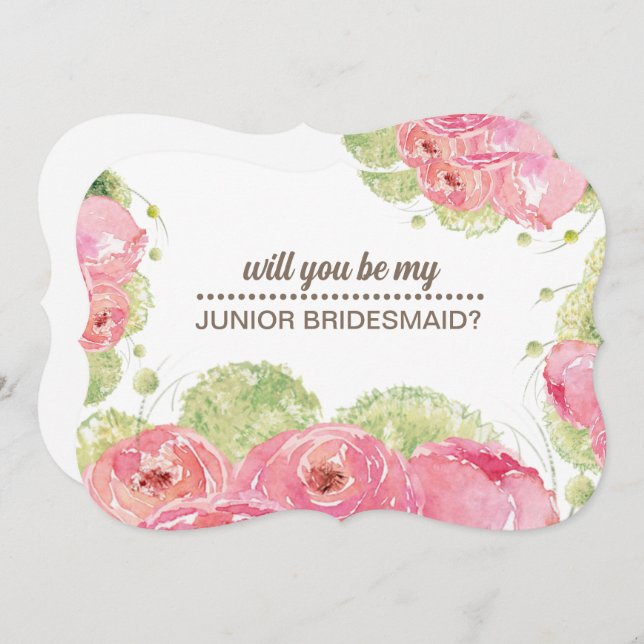 Will you be my Jr. Bridesmaid? Romantic Roses Invitation (Front/Back)