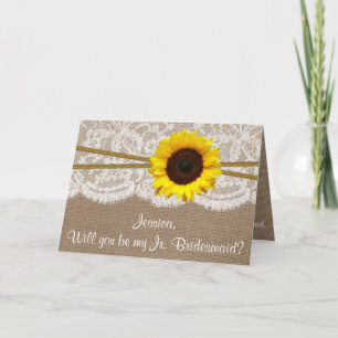 Will You Be My Jr. Bridesmaid? Rustic Sunflower Invitation