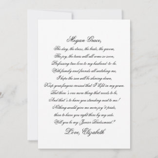 Will You Be My Junior Birdesmaid Script Poem Card